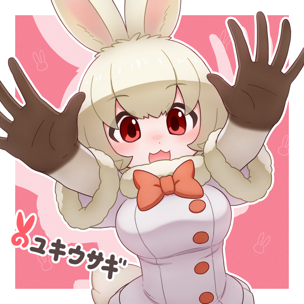 1girl solo animal ears red eyes gloves rabbit ears bowtie  illustration images