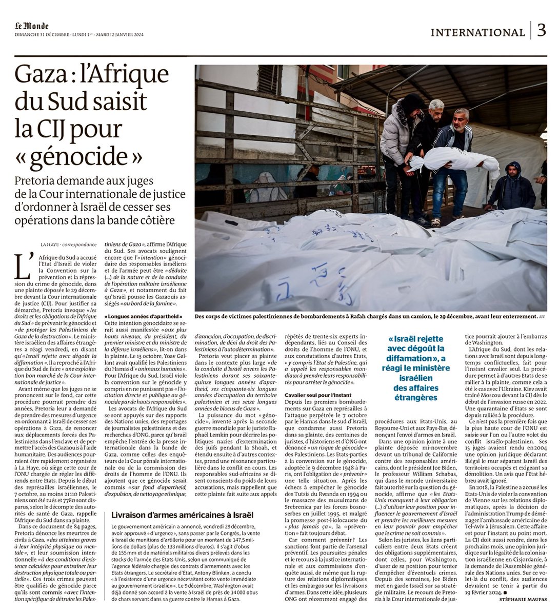 #Gaza 🔴 Face à la saisie de la Cour internationale de justice par l'Afrique du Sud, accusant #Israël de génocide dans ses opérations à Gaza, nous sommes appelés à méditer sur les frontières éthiques des conflits étatiques. Où se situe la démarcation entre la défense et…