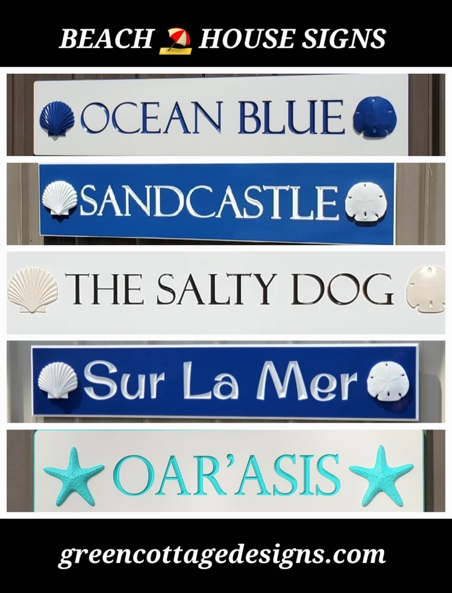 Carved Beach House Signs by greencottagedesigns.com #Quarterboard #Beachsign #Housesign #pvcsign #carvedbeachsigns