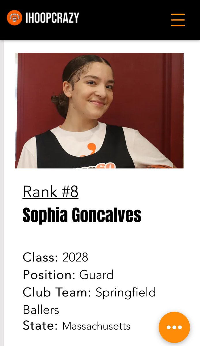 Sophia Goncalves (@goncalvessophi) on Twitter photo I’m so happy to end 2023 as a top 10 of the Girls Middle School Power Ranking. Thank you <a href="/ihoopcrazy/">ihoopcrazy.com</a> for all you do for the girls basketball! <a href="/mikemillsnc/">Mike Mills WBB College Recruiting</a> I’m so happy to end 2023 as a top 10 of the Girls Middle School Power Ranking. Thank you <a href="/ihoopcrazy/">ihoopcrazy.com</a> for all you do for the girls basketball! <a href="/mikemillsnc/">Mike Mills WBB College Recruiting</a>
