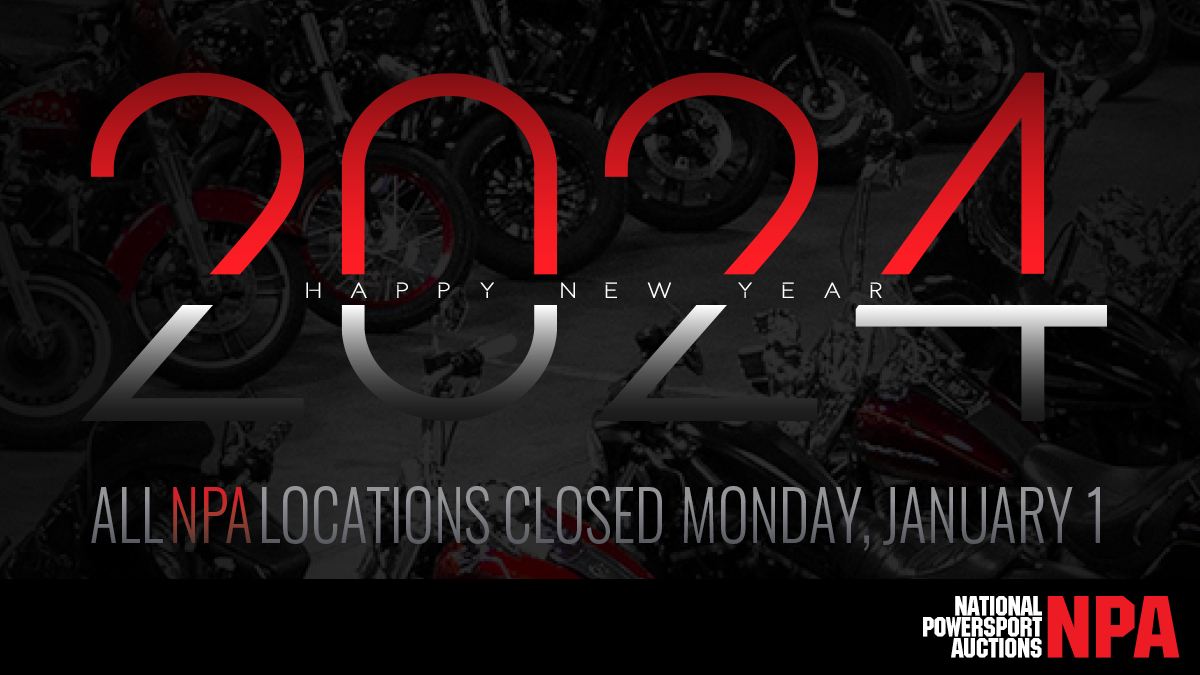 Today, we count down the hours, minutes and seconds to begin another new year. We wish you all a safe New Year's Eve! Reminder: all NPA locations are closed tomorrow for the New Year holiday. #npauctions #NYE #newyearseve #countdown #wearepowersports