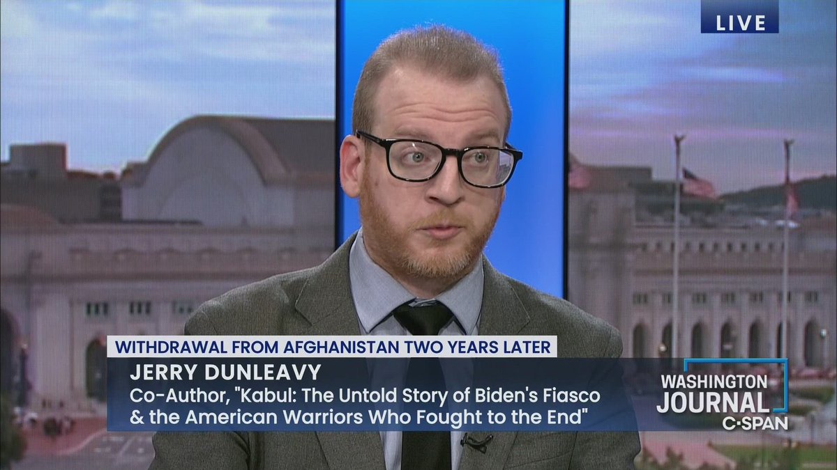 Next — we invite @JerryDunleavy to discuss his book 'Kabul: The Untold Story of Biden’s Fiasco & the American Warriors Who Fought to the End' Watch here: tinyurl.com/munapcd5