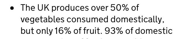 The UK is self-sufficient in meat & dairy - production of which takes up a huge area of land - but only grows 50% of its veg. If the NFU really cared about food security it’d call for a reduction in meat & dairy production & consumption and more focus on horticulture. Will it?