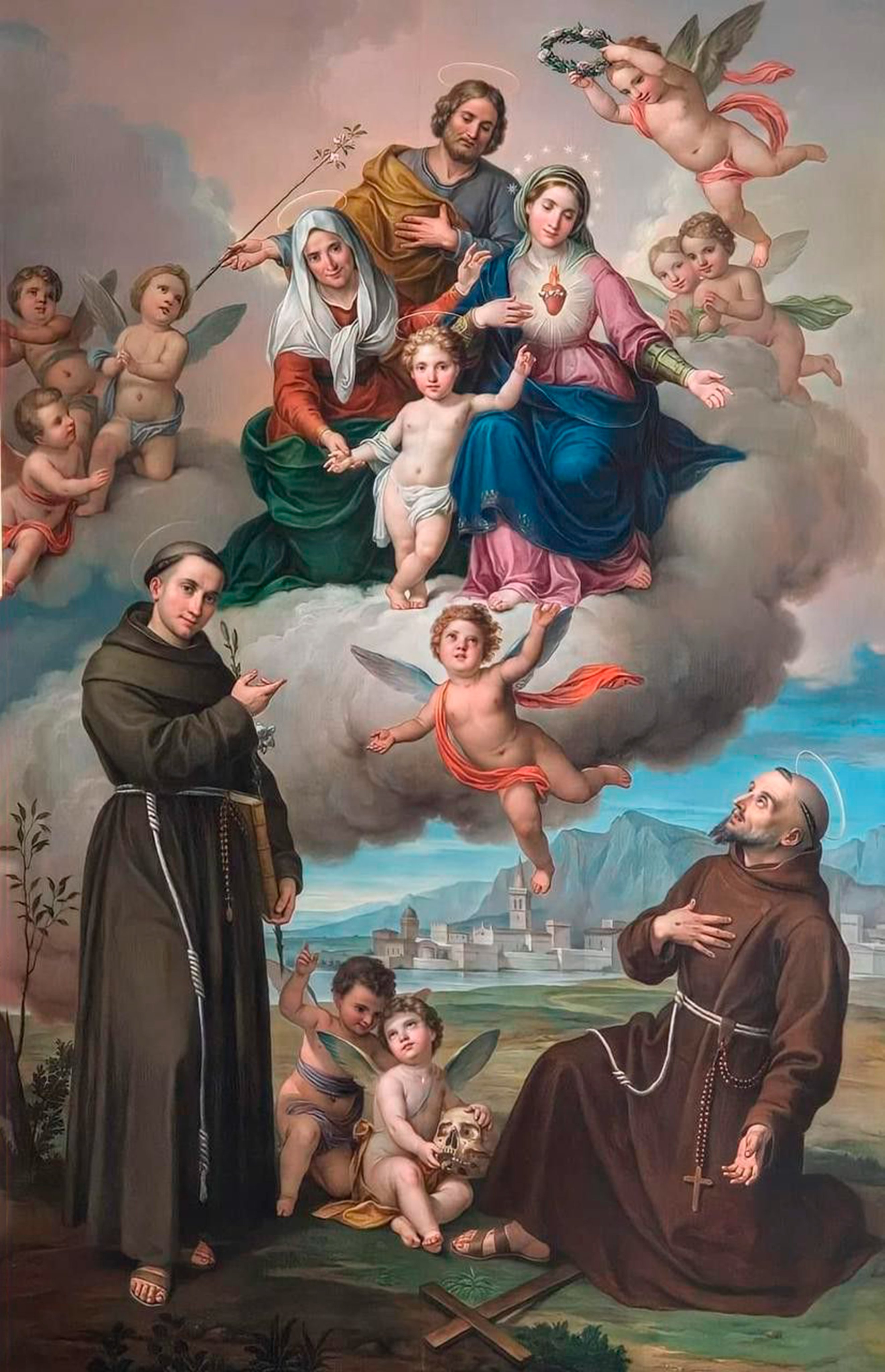 Menino Jesus, São José, Virgem Maria, Santo Antônio, São Francisco