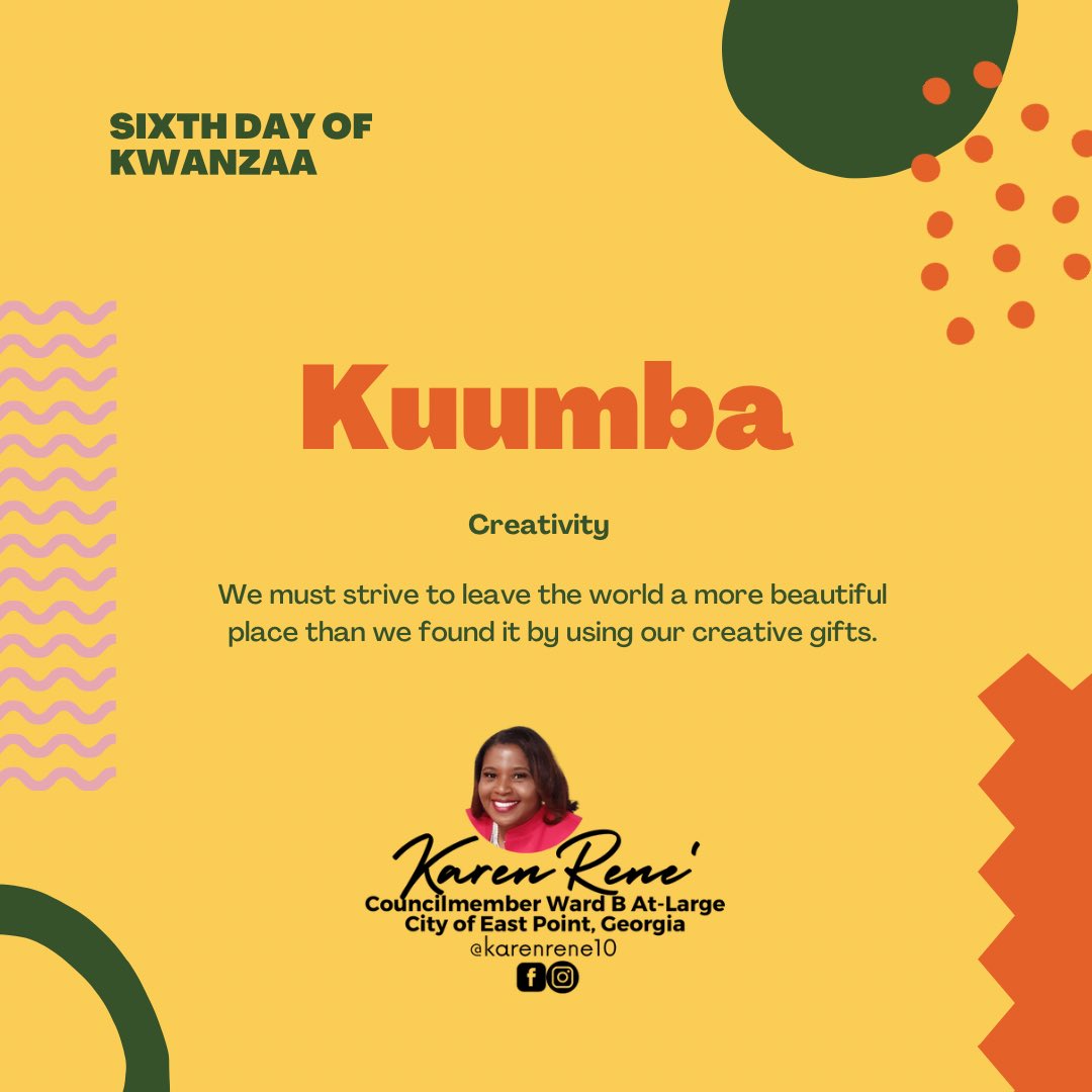 #kwanzaa2023 #kuumba  #creativity #happyholidays #EastPointGa #workingfamiliesparty 
#blackbusinessowners #blackbusinesses #blackbusinesscoach #blackbusinesses #blackbusinessboom #blackbrands #blackwomenbusinessowners #blackwomanentrepreneur #blackbusinesscoach #dhughley
#teamdl