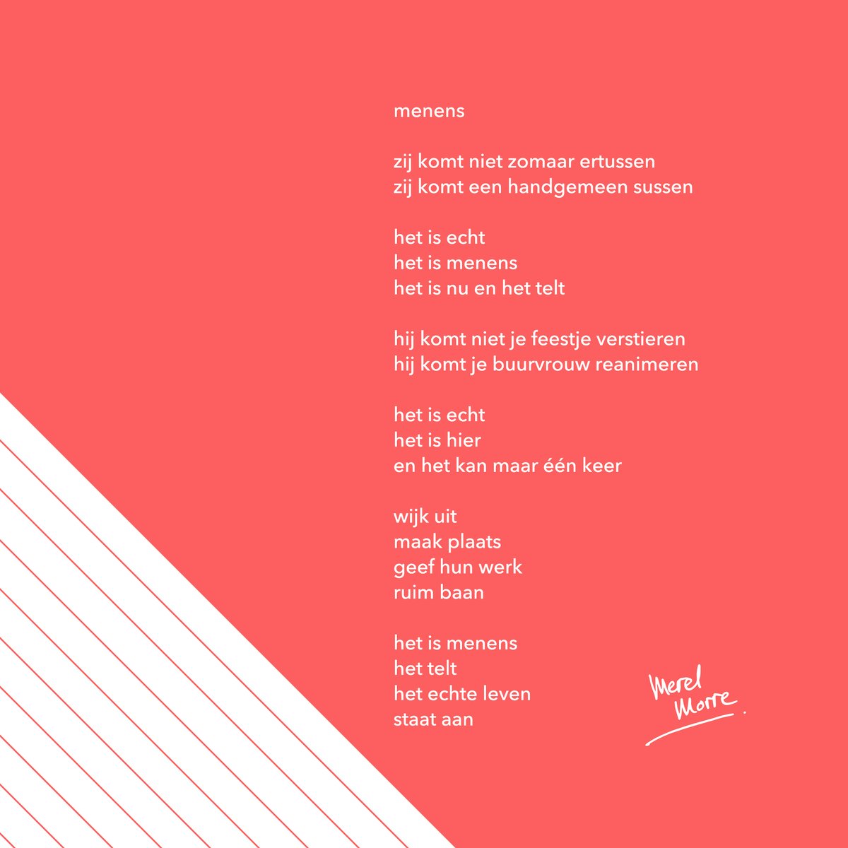 Vanavond moeten hulpverleners ongetwijfeld weer op verschillende plekken hun belangrijke werk doen. Om jou, mij of een ander te helpen. Ik hoop hartgrondig dat iedereen deze mensen hun werk laat doen, zonder tegenwerking of agressie. Want het is menens als zij verschijnen