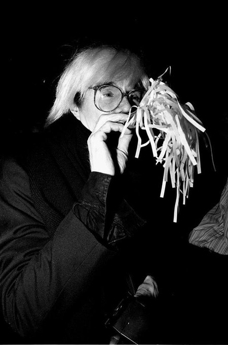 Andy Warhol celebrating New Year's Eve on December 31 in 1986. Photo by Catherine McGann. #OTD