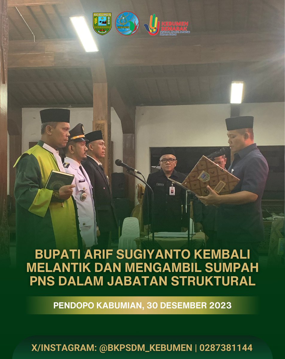 BUPATI ARIF SUGIYANTO KEMBALI MELANTIK DAN MENGAMBIL SUMPAH PNS DALAM JABATAN STRUKTURAL

Sumber : kepegawaian.kebumenkab.go.id/index.php/web/…