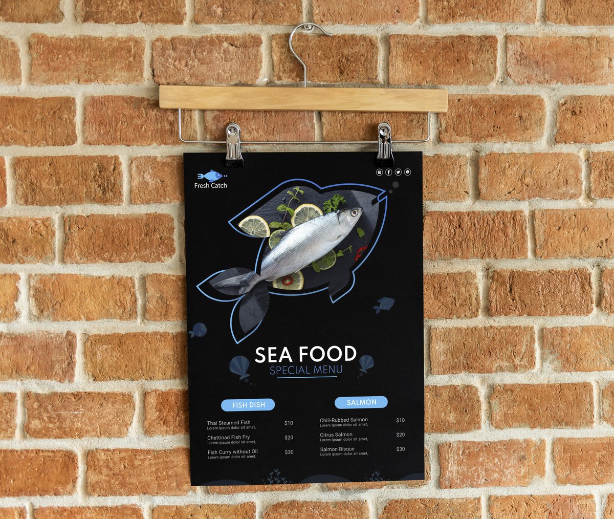 Seafood Restaurant Menu Mockup
#Seafood #SeafoodLover #SeafoodRestaurant #FreshCatch
#OceanToTable #SeafoodFeast #SeafoodMenu #SeafoodSpecials
#FishFriday #Shellfish #CatchOfTheDay #SustainableSeafood
#Foodie #FoodPorn #DeliciousDishes #SeafoodDelight
#SeafoodExperience