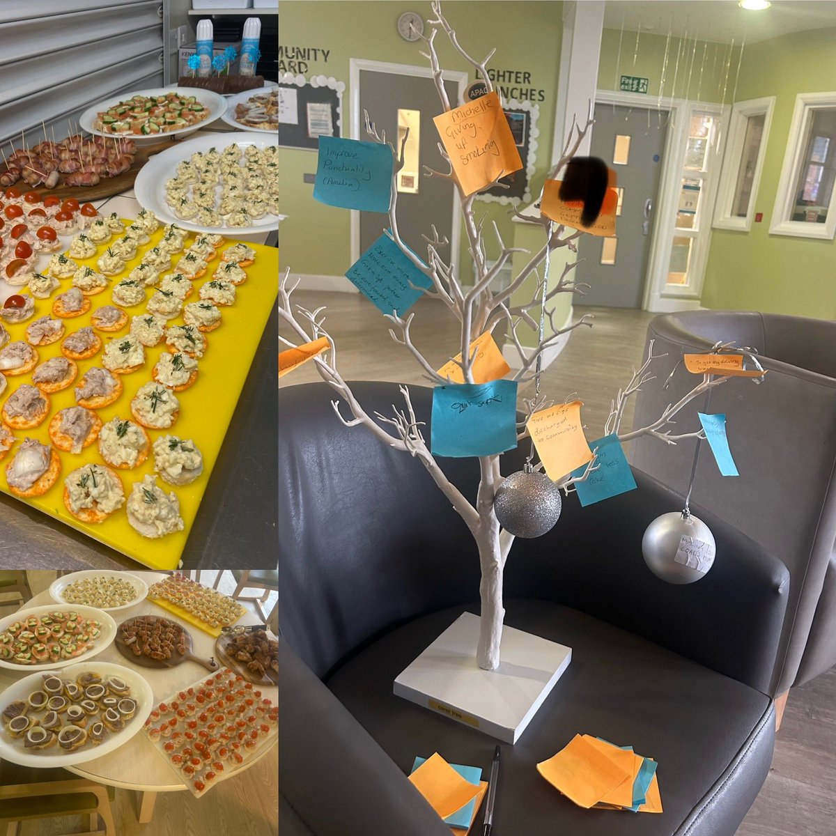 New Year’s Eve on Delaney Canapés for lunch ✔️ Community meeting ✔️ Our New Year’s resolution tree✔️ New Year’s Eve bags filled ✔️ Lots to look forward to in 2024 Keep your eyes peeled👀 🎉@JosephOgbeide4 🎉@BenStrongGMMH 🎉@AmeliaGMMH 🎉@LisaS823024566 🎉@JanNewlands