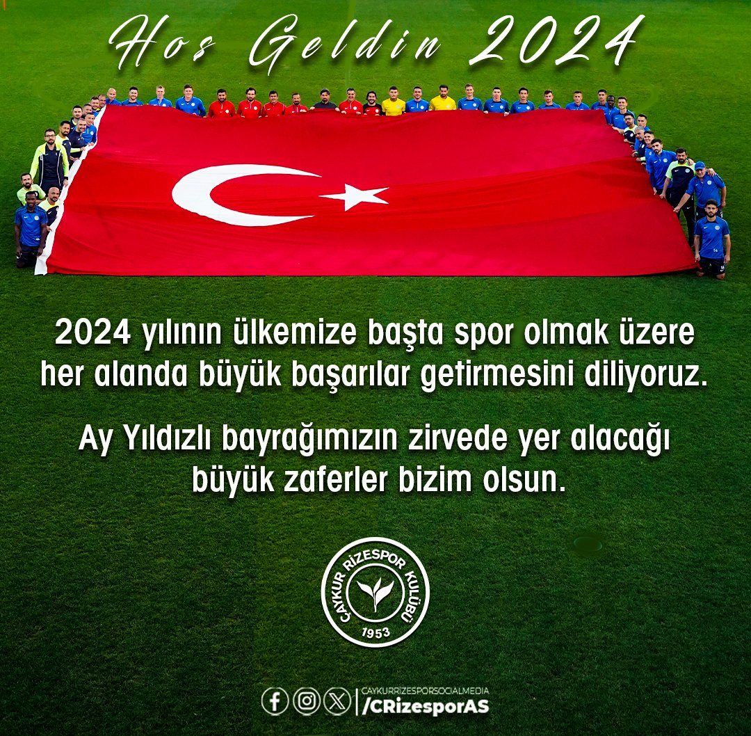 2024 yılının ülkemize başta spor olmak üzere her alanda büyük başarılar getirmesini diliyoruz. Ay Yıldızlı bayrağımızın zirvede yer alacağı büyük zaferler bizim olsun.