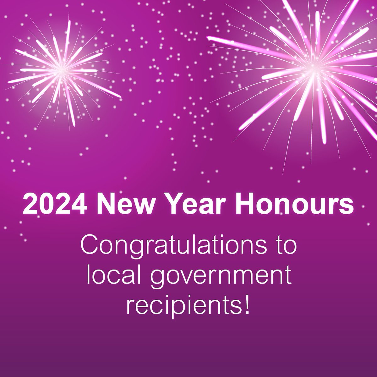 We are very happy to see so many #LocalGov colleagues, including Mayor of Bristol @MarvinJRees, being recognised in the 2024 #NewYearsHonours!

A huge congratulations to you all from everyone at the LGA! 🎆

#NY24Honours