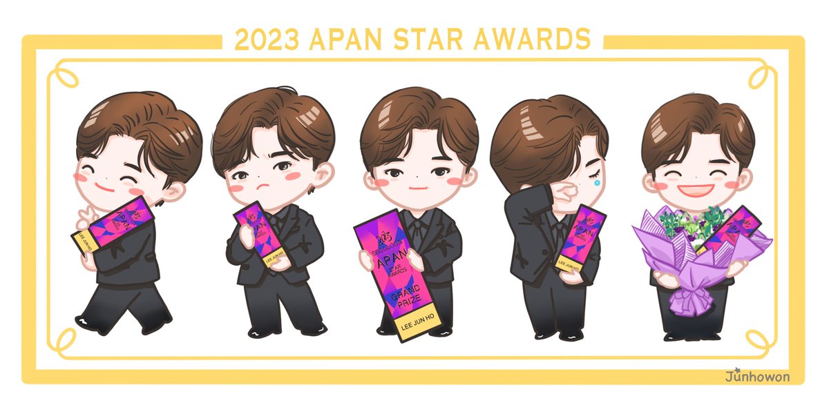 junhowon001's tweet photo. 대상 수상과 5관왕을 축하하며🎉
올해 마지막 그림이기도 할 거 같아서
다섯배로 축하해보고 싶었음
2023년의 마무리도 이준호라서 너무 행복해
다시 한번 축하합니다💛💛💛
#이준호 #LEEJUNHO
#준호 #JUNHO
#APAN_STAR_AWARDS https://t.co/h1mrB58mZv