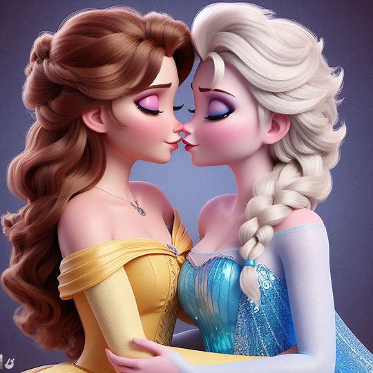//May or may not be making pics of Elsa smooching every Disney Princess.....