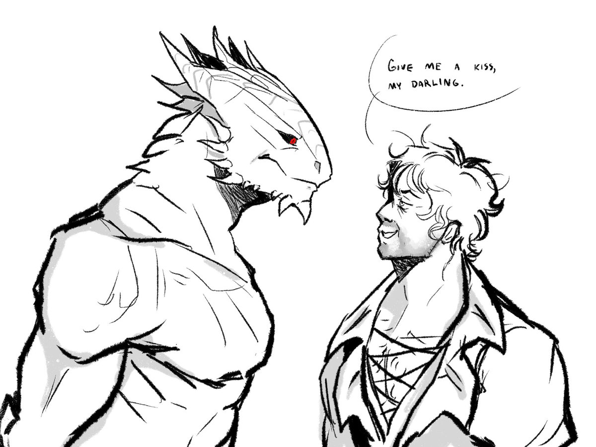 MarinDoberman's tweet photo. A smooch #thedarkurge #durge #gortash #BG3 #bg3fanart #durgetash https://t.co/GQCkos77yP