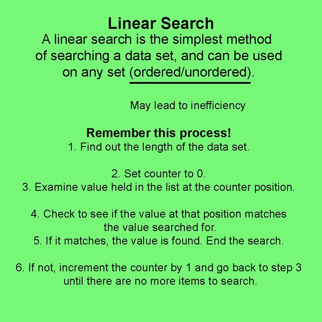 Now for the simplest search method, linear search! #gcse #ocr #computerscience #linearsearch #search #STEM #ioteach