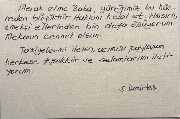 fsakaci's tweet photo. Bu sadece bir oğulun babaya veda mektubu değil, zalime boyun eğmeyen bir devrimcinin beyanıdır #basınsagolsunselahattindemirtas https://t.co/1crZ0dN0CF