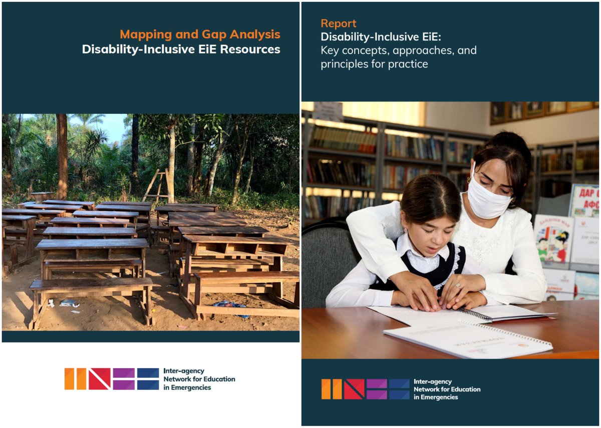 📣NEW resources on #DisabilityInclusive education in emergencies from @INEEtweets , produced through @EduCannotWait 's #AccelerationFacility! 📙Mapping & Gap Analysis👉inee.org/resources/disa… 📕Key Concepts, Approaches & Principles for Practice👉inee.org/resources/disa…