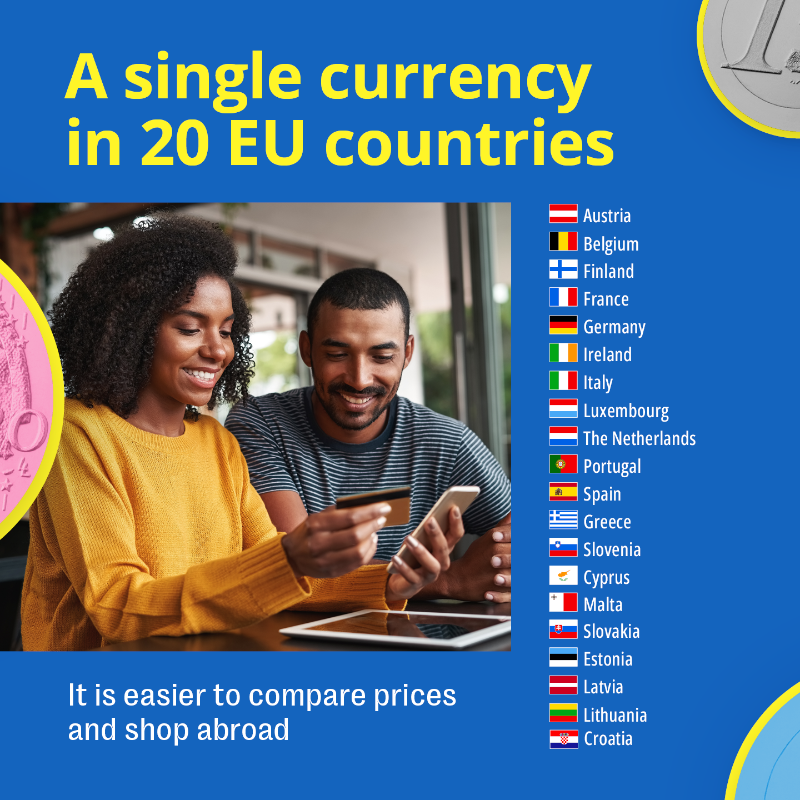 ecfin's tweet photo. For the past 25 years, the euro has been making the life of citizens of the euro area easier. #EUROat25

The 💶 euro makes it easier to:
🧳 Travel
🎓 Live, work and study abroad
🛍️ Shop 
🤝 Do business