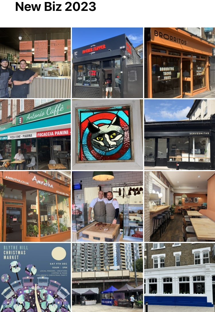 JaneCanDoSE4's tweet photo. New BIZ openings in 2023 🎉There were some good ones 🚀@servesmiths @Smokey_Yard @CatfordRhum @MotherFlipperuk @Ellarysbrockley @LewishamFoodMkt #Amrutha #BlytheHillMarket #Brorittas #ItalianCaffe #MindfitStudios for more details see my insta janemartin499 #ShopUseEatDrinkLocal https://t.co/e1YuUlUOT4
