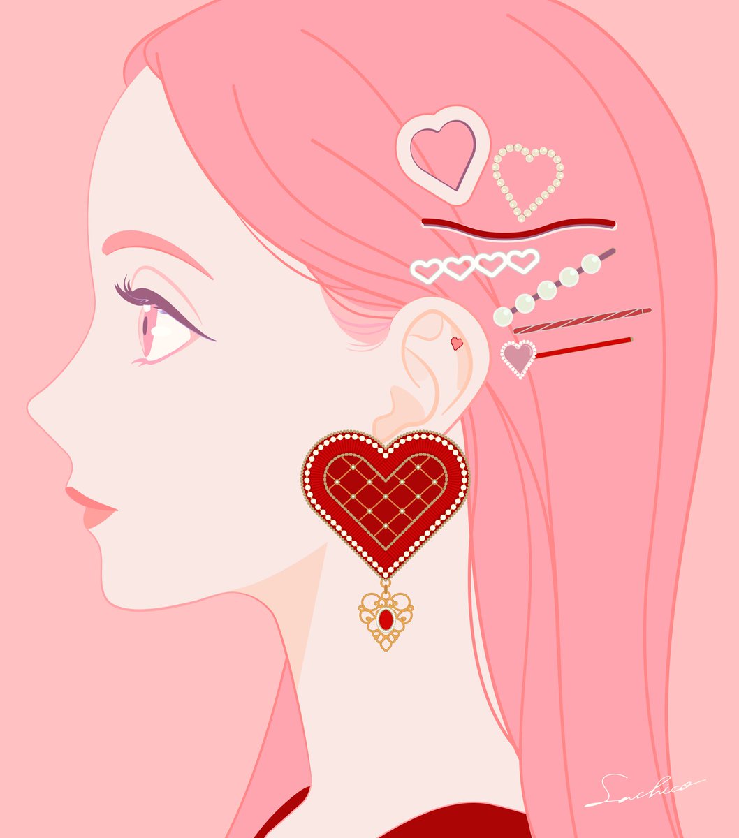 1girl solo earrings jewelry black hair short hair flower  illustration images