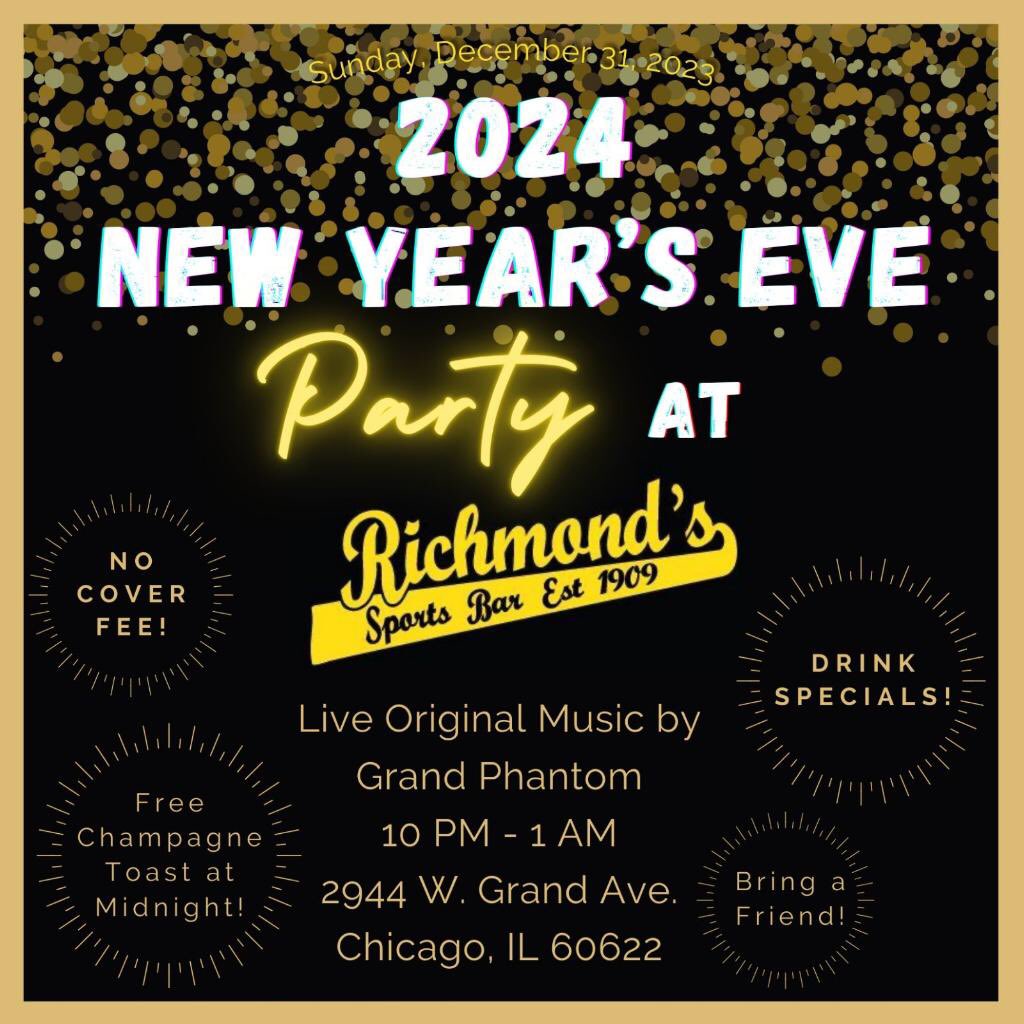 #SundayFunday Hours 11a-2a
#NewYearsEve #Party No Cover #Countdown #Free #ChampagneToast at Midnight
#DrinkSpecials $6 #Beer & #Whiskey #BloodyMary #Sparkling #Mimosa #Bourbon #Party #HumboldtPark #WestTown #Chicago #Party #2024 #Holidays #Friends