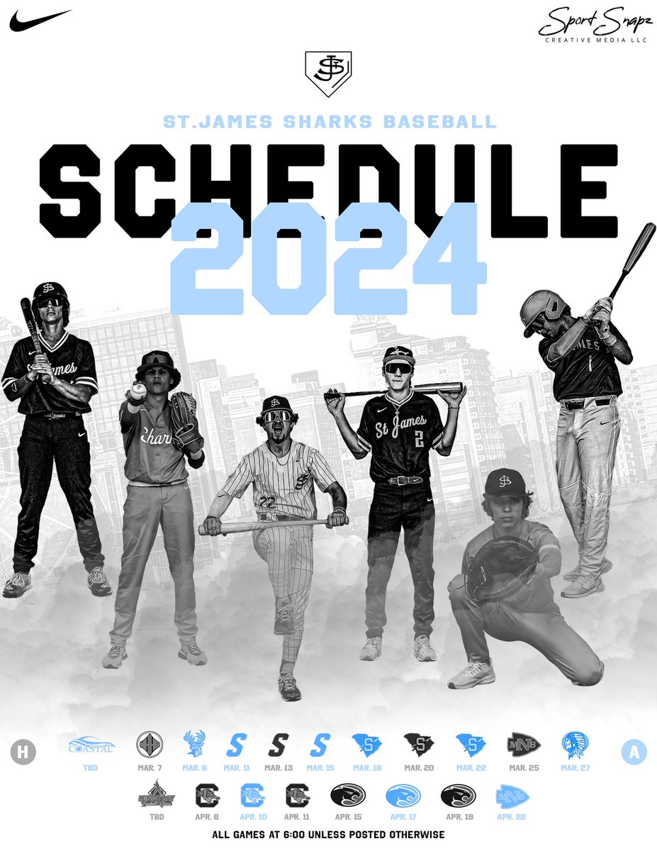 St. James Sharks Baseball (@stjsharksbsball) on Twitter photo 🚨🚨Schedule drop!🚨🚨
Who’s ready to watch the Sharks in 2024?
Thank you <a href="/Sport_Snapz/">Sport Snapz Creative Media LLC</a> for the edit!
<a href="/rcentracchio/">robbie centracchio</a>
<a href="/St_James_Sharks/">St James Sharks Athletics</a> 🚨🚨Schedule drop!🚨🚨
Who’s ready to watch the Sharks in 2024?
Thank you <a href="/Sport_Snapz/">Sport Snapz Creative Media LLC</a> for the edit!
<a href="/rcentracchio/">robbie centracchio</a>
<a href="/St_James_Sharks/">St James Sharks Athletics</a>