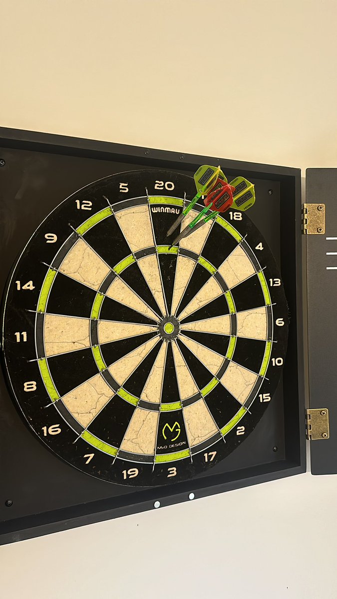 Turbocharged180's tweet photo. So practice since the board has gone up has been a bit few and far between. Some sessions I have not been able to find a rhythm. Today has been good, finding the T20 a lot more often. Not hit the first 180 though but have been hitting lots of 140’s so only a matter of time! https://t.co/m2nfgT7RPe