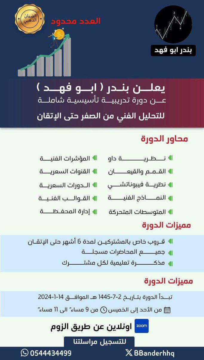 يسرني أن أعلن عن بدأ التسجيل 
في دورة" التحليل الفني التأسيسية الشاملة" 2

✨العدد محدود✨

#سوق_الأسهم_السعودية 
#تاسي_تداول
