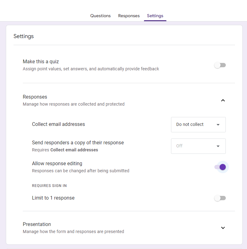 ThetaNoob (@NoobTheta) on Twitter photo 2023-12-31 19:39:16 π: #SpendingTracker - Input π§΅ 14/14
- Link your Responses
- Once you've completed all the questions, click on Responses --> Link to Sheets --> Choose Create a new spreadsheet -> click on Create
- This will be your spending data page
- Next go to Settings, allow response editing π: #SpendingTracker - Input π§΅ 14/14
- Link your Responses
- Once you've completed all the questions, click on Responses --> Link to Sheets --> Choose Create a new spreadsheet -> click on Create
- This will be your spending data page
- Next go to Settings, allow response editing