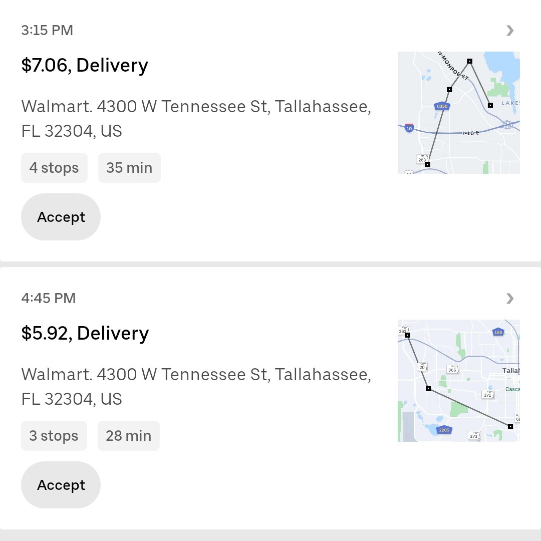 MIC_BARGAINS's tweet photo. @Uber_Support 
App feedback:
1.  Where is the feedback icon for drivers? 
2. The walmart deliveries should show mileage before accepting. Currently it dies not. https://t.co/mM0lgB5Bet