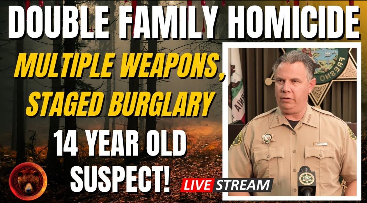 TrueCrimeFeline's tweet photo. @truecrimegisela
💥𝕃𝕀𝕍𝔼𝕊𝕋ℝ𝔼𝔸𝕄💥
#FresnoCounty #CA #Miramonte #Murder
📍#Fresno #California
• 14-ʏʀ-ᴏʟᴅ ʙᴏʏ ᴀʀʀᴇsᴛᴇᴅ
• ᴘᴀʀᴇɴᴛs ᴋɪʟʟᴇᴅ
• sɪsᴛᴇʀ ɪɴᴊᴜʀᴇᴅ
#GrizzlyTrueCrime
Come chat with us! ↓↓
https://t.co/OGkBW9F6gl https://t.co/JhPT8OnXTg