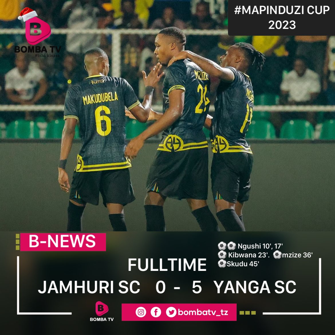 Bombatv_tz's tweet photo. Mchezo umemalizika kombe la mapinduzi 2023, kwa klabu ya yanga sc kufanikiwa kuibuka na ushindi mnono mbele ya mashujaa sc.

Wananchi wamefunga mwaka 2023, kwakueka mnara wa 5G ✋visiwani Zanzibar. https://t.co/uxSDMacTcS