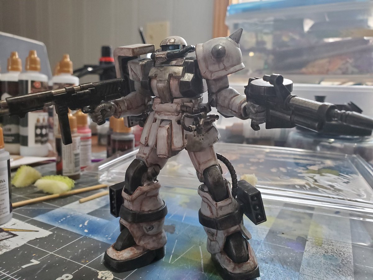 LaneHRush's tweet photo. Decided I didn't like how I did the first paint job. So I went over it again and decided idea to go at this with more patience.
I'm so happy with this redo for my unit for #GammaWolves.
#gunpla #customgunpla #custom #gundammodelkit #modelkit #hobbylife https://t.co/YZrggKK4Sa