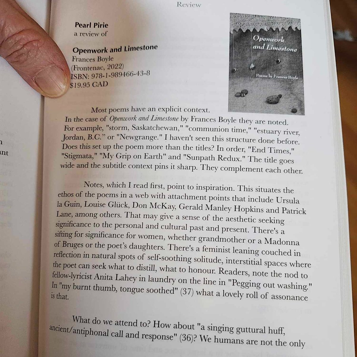 The next review of Openwork and Limestone, with thanks to @pesbo for the thoughtful insights,  appeared in print in @FreefallPrint 
3/4