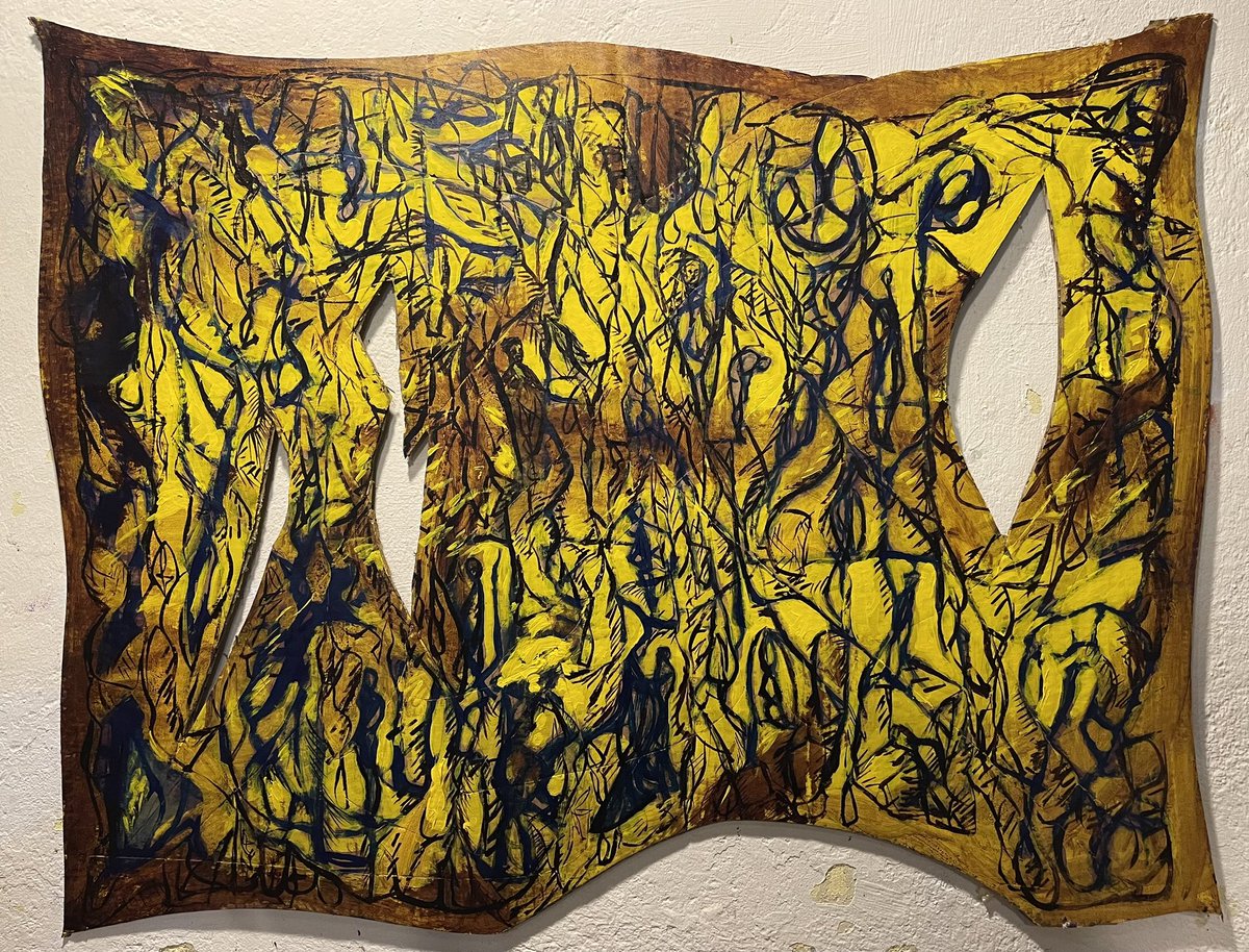 RutkowskiNathan's tweet image. Composition 12/31/2023 Acrylic on cardboard 

#reducereuserecycle♻️ #artepovera #spatialism #concettospaziale #modernism #postmodernism #postmodern #antiaesthetic #antiart #automatism #easelpainting #sgraffito #zombieformalism #supportsurface #brushpainting #brushdrawing…