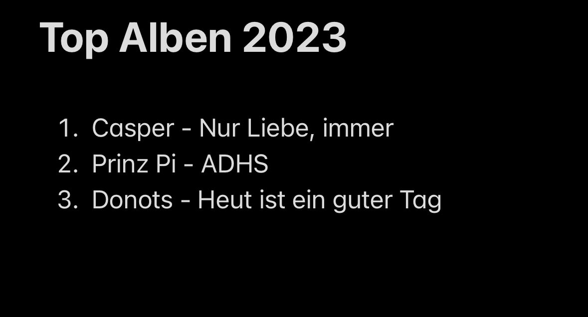 Noniusxo's tweet photo. Da ich kaum noch Musik höre, habe ich dieses Jahr wieder mal nur eine Top 3. #Musikjahr2023 https://t.co/750oTmNOL4