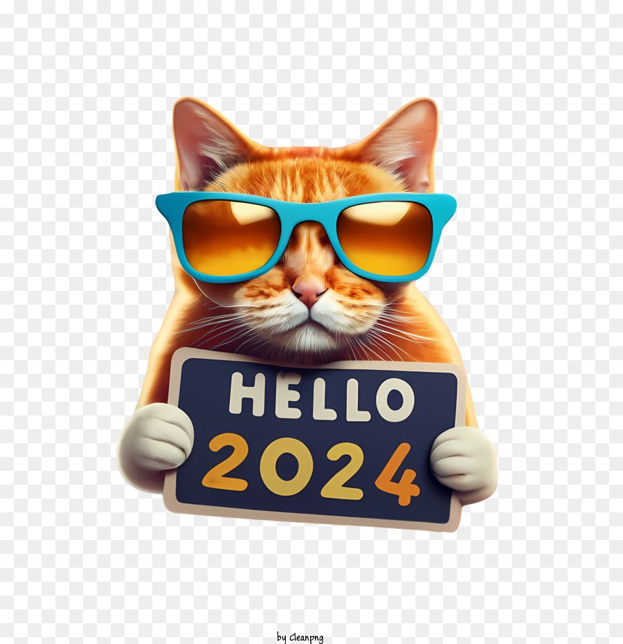 Happy new year 2024 hello cat