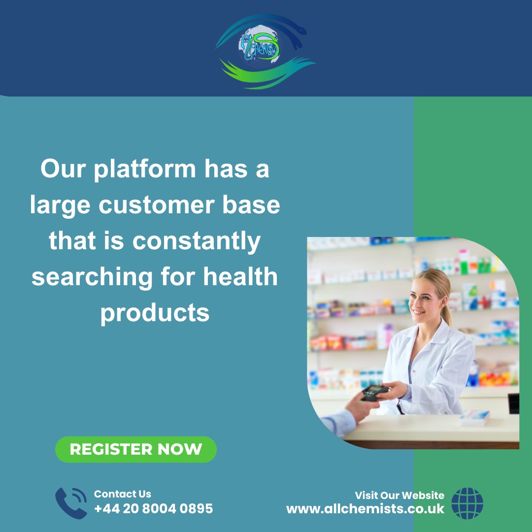 AllChemists's tweet photo. Start selling your health products today and watch your business grow!

To Register, click on the link below:
https://t.co/yhoYSyz7np

#allchemists #registeryourbusiness #chemist #becomeaseller #becomeavendor #onlinehealth #onlinemedicine #sellyourproductsonline #medicine #seller https://t.co/qJpArorCqf