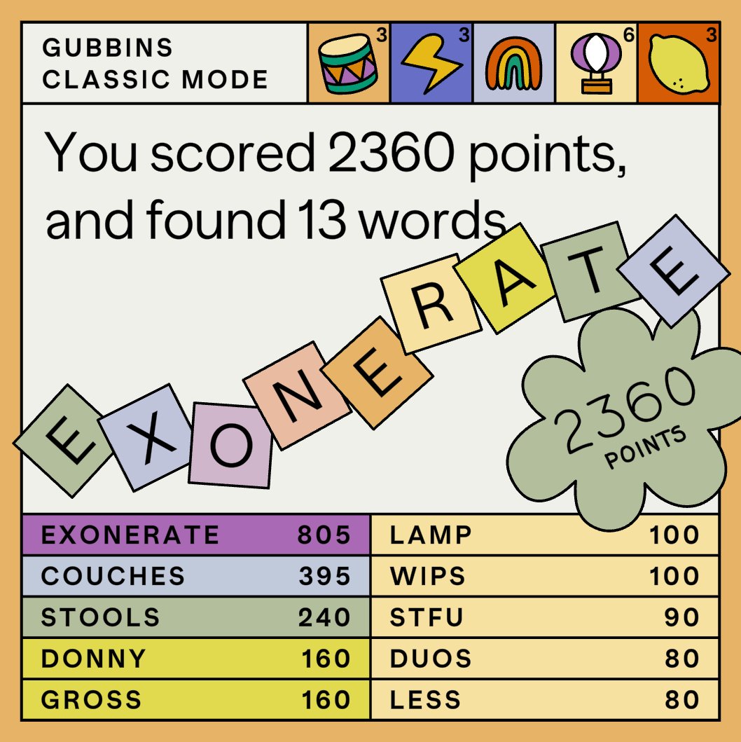THATMeribor's tweet photo. Hey, Hank Green and Studio Folly! My best word yet! Exonerate! #gubbins https://t.co/wf3a7q0h3s
