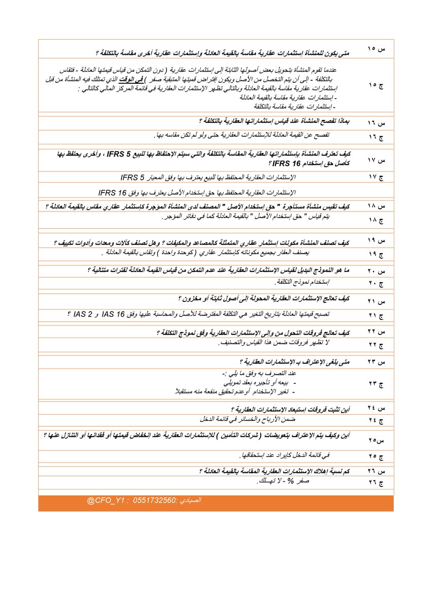Ashra7f's tweet photo. 🔹ملخص معيار IAS 40 الإستثمارات العقارية
   بشكل مُبسط على هيئة سؤال وجواب https://t.co/rkuePC7eLg