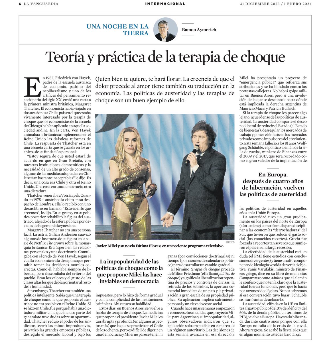 Con todos los respetos por <a href="/raymerichp/">Ramon Aymerich</a> y su calidad como articulista, pero el contenido de su articulo <a href="/LaVanguardia/">La Vanguardia</a> está lleno de errores factuales y sesgos.
F.A. Hayek (1900-1992) renunció al von familiar al nacionalizarse británico. En 1931 es prof invitado en la LSE liderando