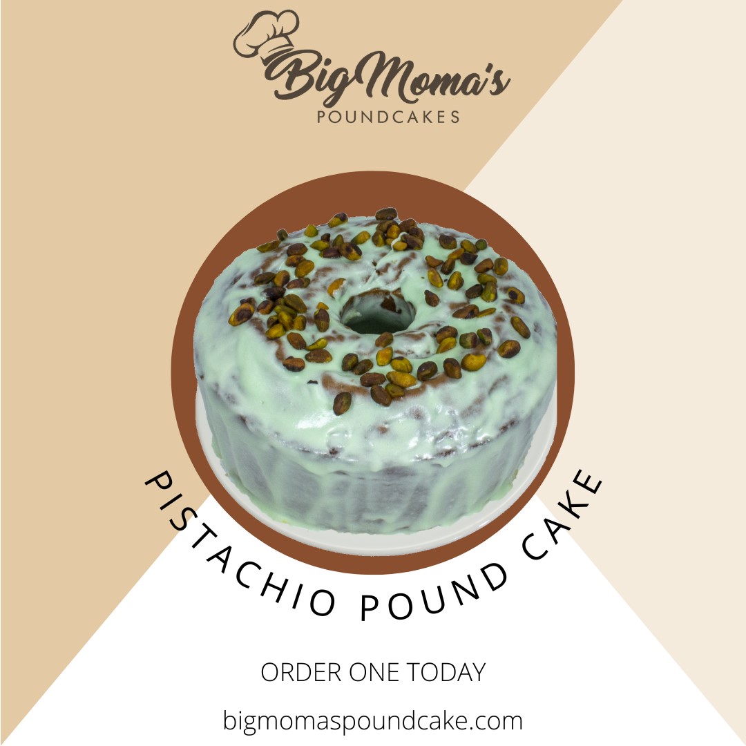 Try our 5-pound Pistachio Pound Cake! Packed with nutty goodness and a delicious cream cheese glaze or frosting. Share with friends, family, & coworkers – but be sure to save some for yourself. #PistachioLove  bigmomaspoundcake.com 🍰 #cake