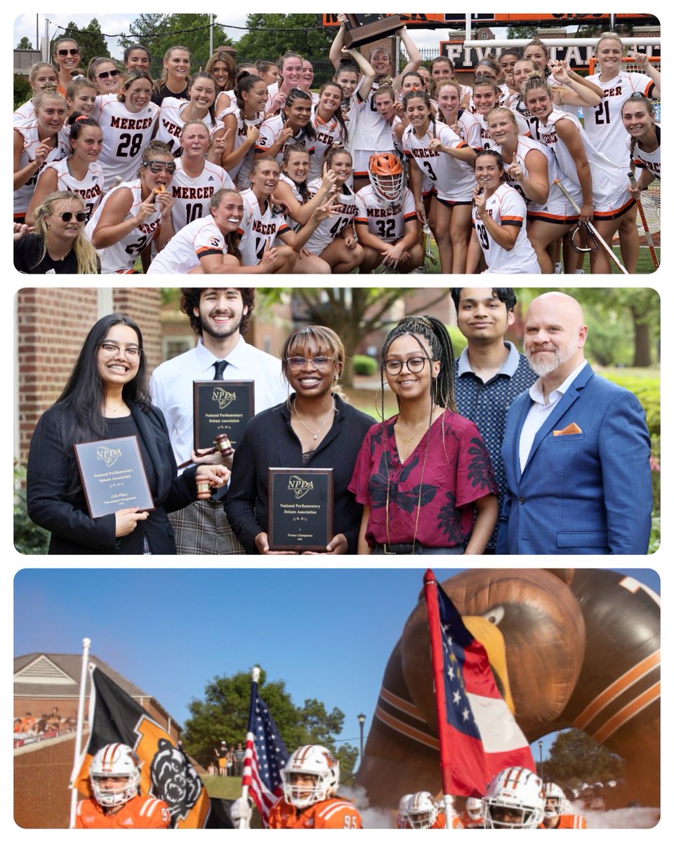 Continuing top Mercer achievements in 2023.  9. Championships:  Women’s Lacrosse, Men’s Soccer, Novice Debate (5th National Championship), Mock Trial (Law School now ranked 3d Nationally in Trial Advocacy), and Football advances to second round of FCS Championships.  Go Bears!