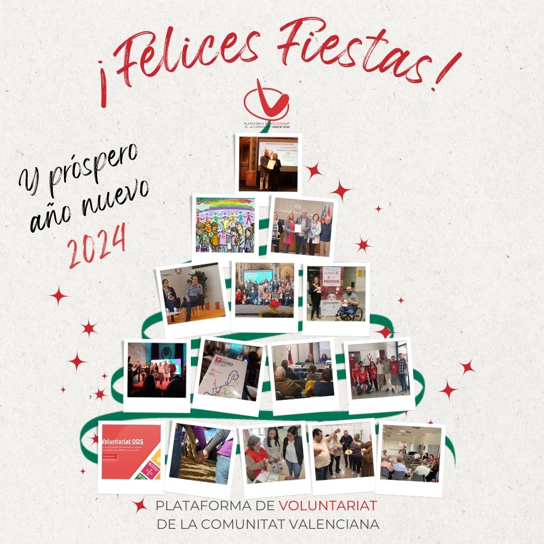 🎄 La Plataforma de Voluntariat de la Comunitat Valenciana les desea unas felices fiestas y un próspero año #2024 ✨

Deseamos a la familia voluntaria que disfrute estas fiestas con unión y amor y tenga un nuevo año lleno de #voluntariado y buenas experiencias #HazVoluntariado 🫂