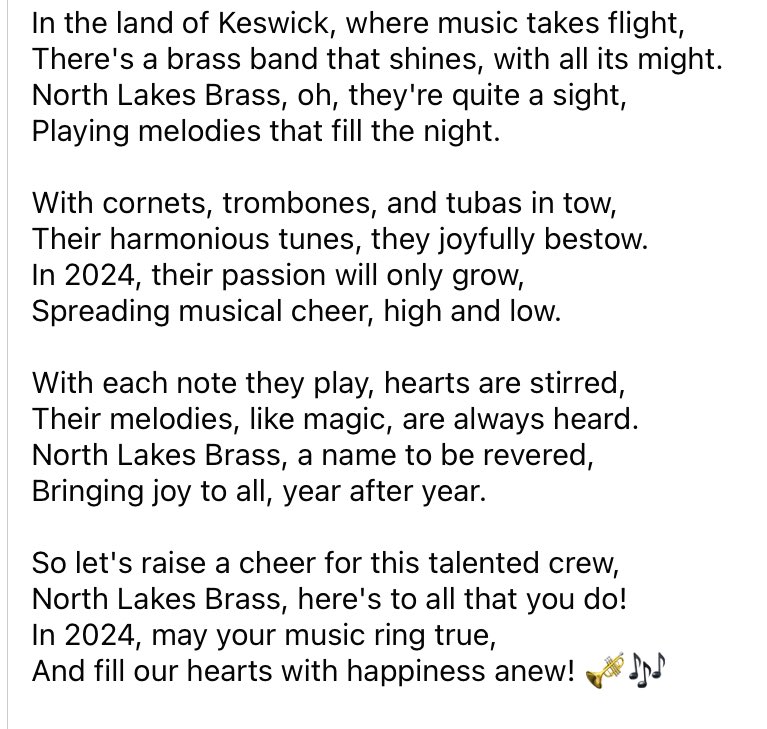 BrassLakes's tweet photo. To all our friends and followers all the best for 2024, weeks hope to see you at a concert or contest! https://t.co/1eGyCBbJXB