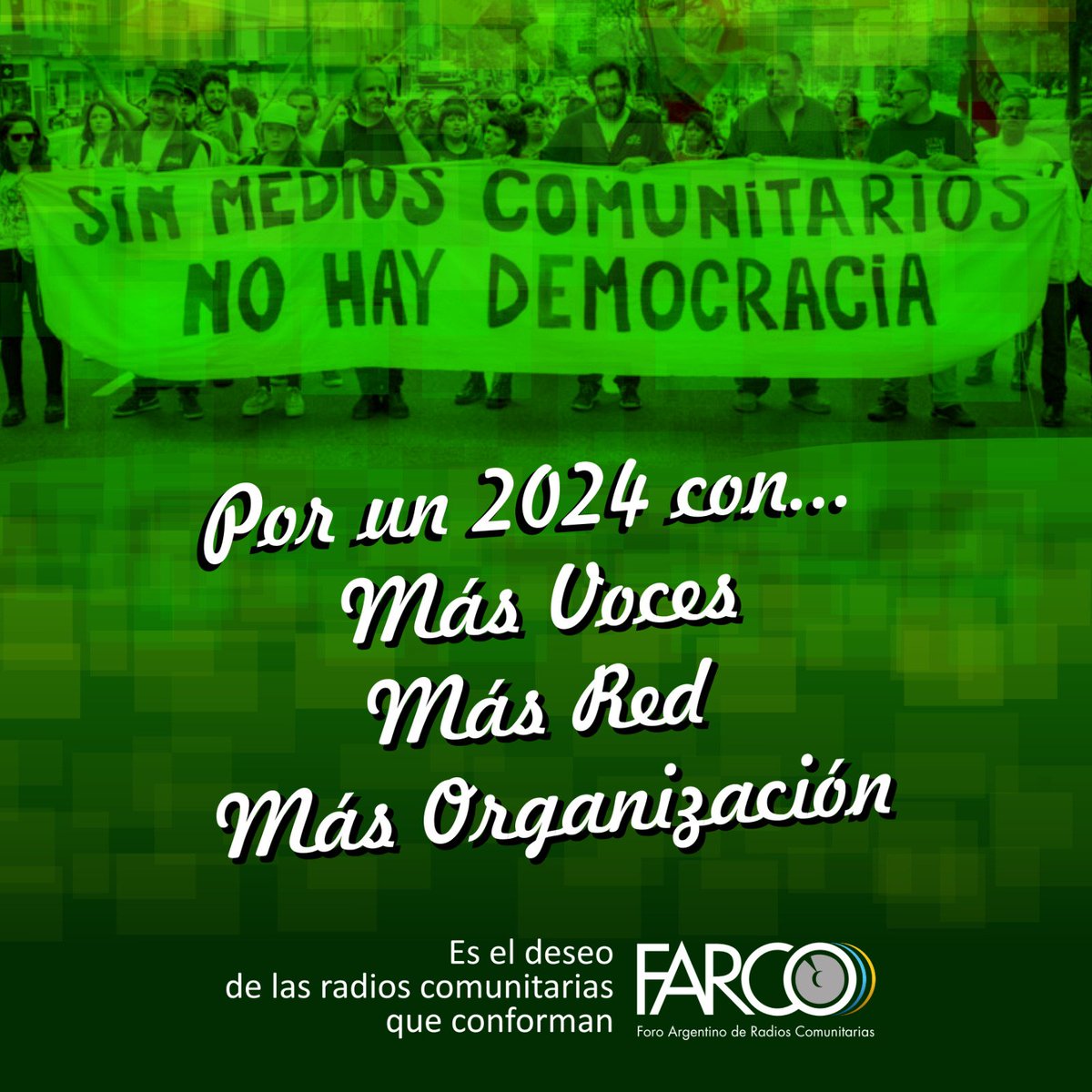 farcoargentina's tweet photo. En un cierre de año complejo y difícil, nos esperan muchos desafíos para el tiempo que viene. 
Vamos por el fortalecimiento de la organización social, vamos por más medios comunitarios y cooperativos, vamos por la democratización de las comunicaciones en nuestro país. https://t.co/SUs04E9Z3I