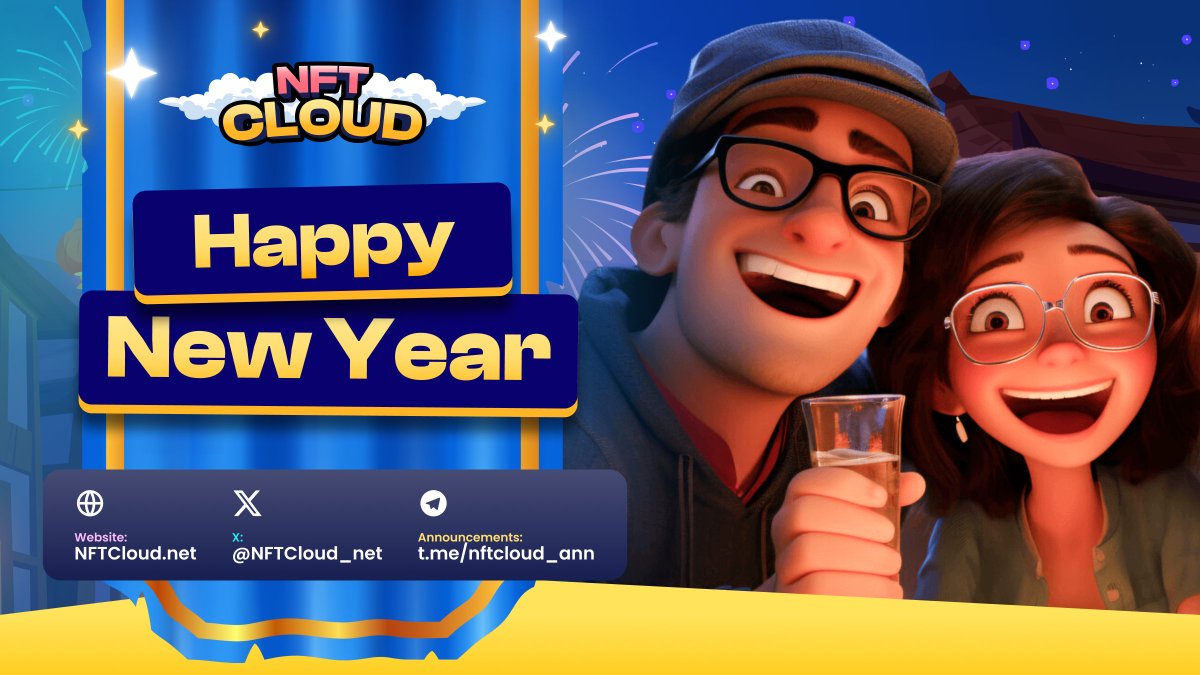 NFTCloud expresses gratitude for the unwavering support of its community. As we usher in 2024, let's renew our commitment to shared values and embrace a future of creativity, innovation, and collaboration. Cheers to a prosperous and inspiring year ahead!🎉 #HappyNewYear #NFTCloud