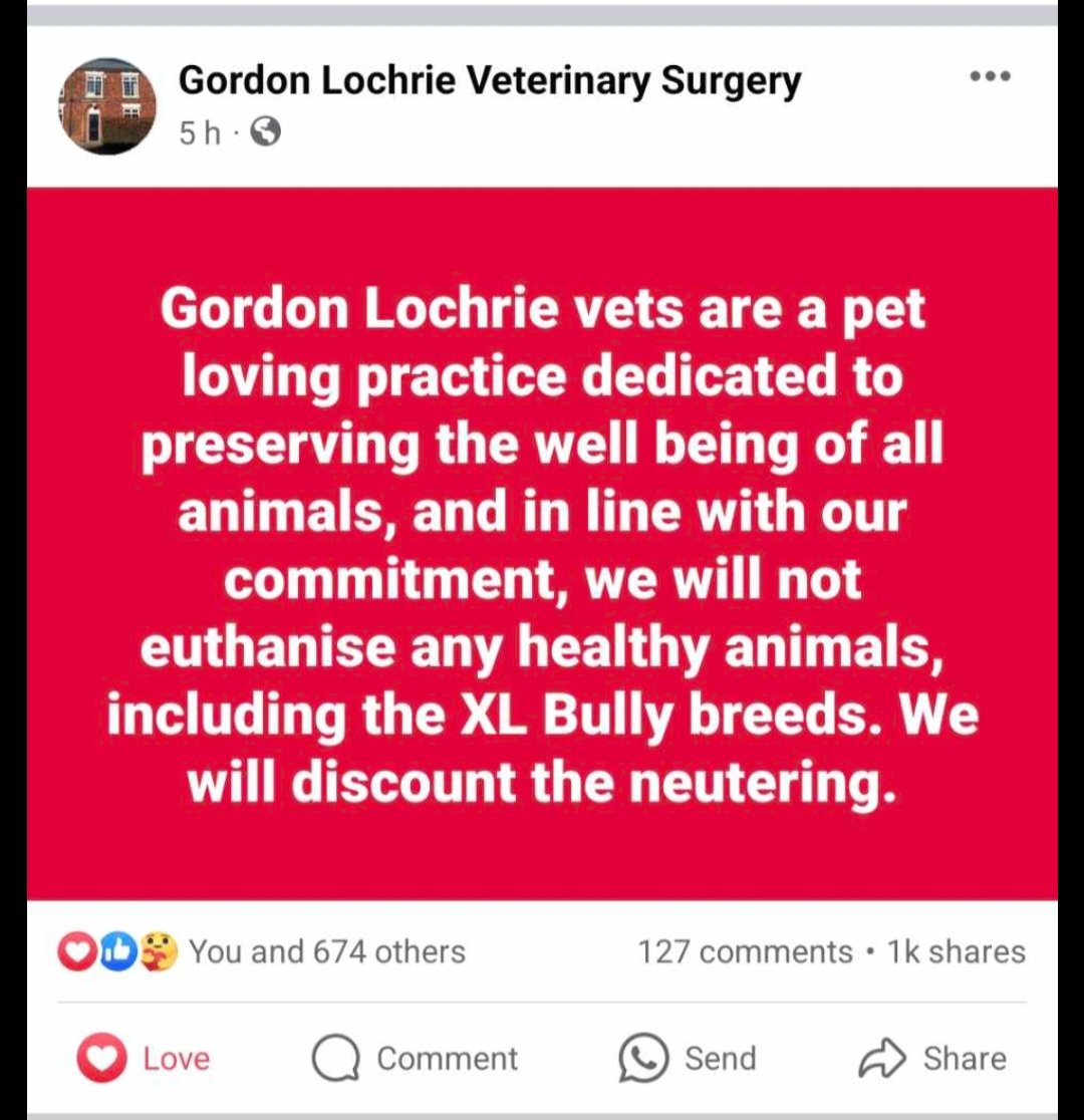 And another vet practice, abiding by their underlying principle, save not destroy. 👏👏👏👏  #XLBullyBan