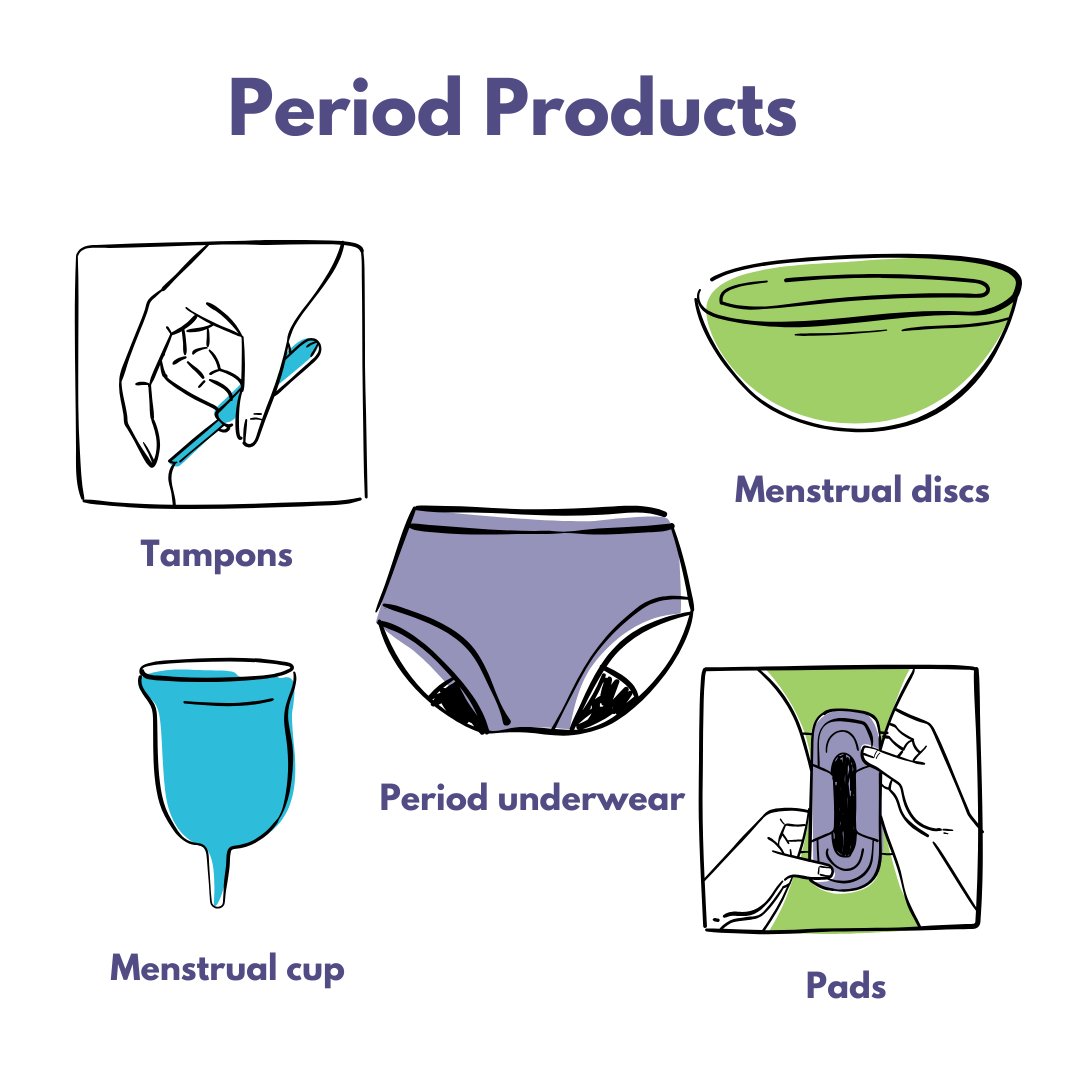 Girl, you have options! From menstrual cups to period underwear, pads, tampons, and menstrual discs. Which do you prefer? #periods #menstrualcycle #womenshealth Safety info: bit.ly/2LFfyHh